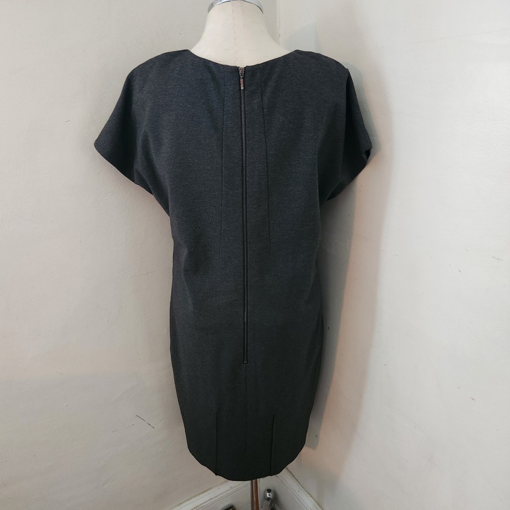 Etcetera Womens Navy Satin Gray Jersey Colorblock‎ Shift Dress Size 12 - Picture 2 of 4